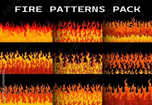 Eternal Flame Borders Collection. Seamless pattern.
