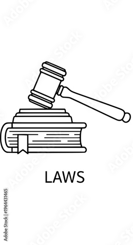 A gavel and a book of laws isolated on white background, Vector