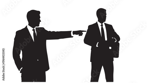 Businessman silhouette pointing corporate concept vector