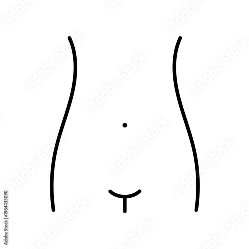 Minimal outline vector illustration of human torso. Simple line icon representing body shape, abdomen and anatomy