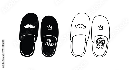 New dad slippers funny mustache crown socks Vector
