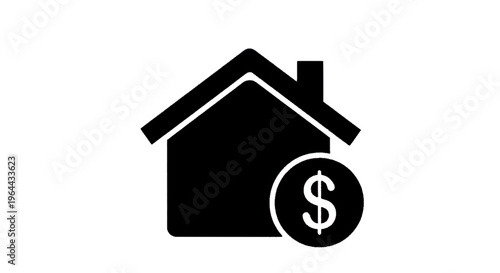 Vector illustration of house icon with dollar sign symbol on transparence background