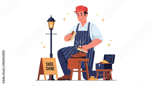 Artisan at Work: Capturing the essence of craftsmanship, a shoemaker diligently polishes a shoe, embodying skill, dedication, and traditional service.