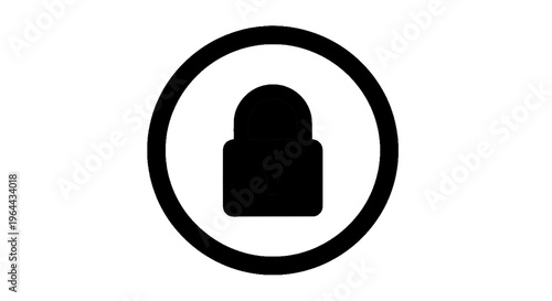 Vector illustration of black padlock icon inside a circle on transparence background