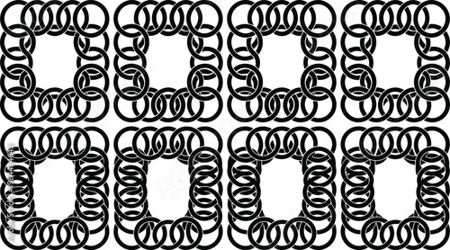 Pattern of Interlocking Chain Rings Forming Square Frames on White vector illustration
