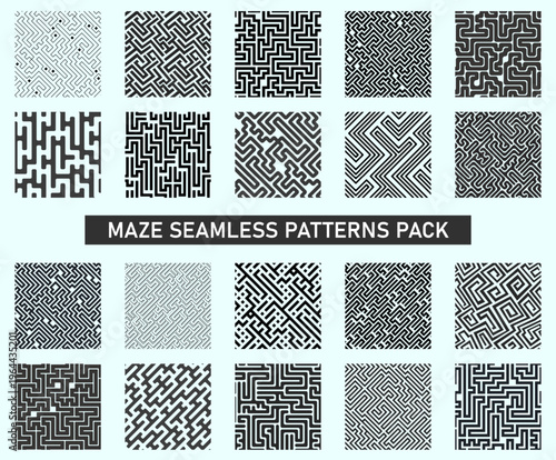 Labyrinth Maze Grid. Seamless pattern.