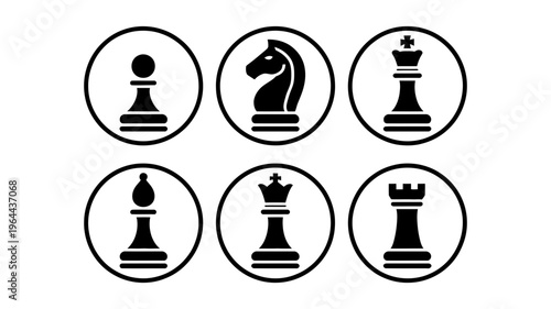 Set of black chess pieces icons