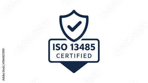 ISO 13485 certified quality management system logo with a shield and checkmark for medical device manufacturing.