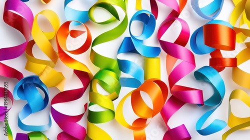 Vibrant Colorful Ribbons Curled and Swirled for Festive Party Decorations and Gift Wrapping