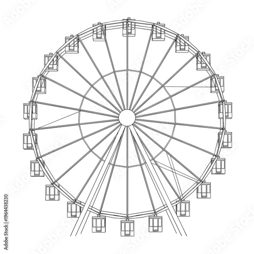 Detailed Ferris Wheel Technical Drawing