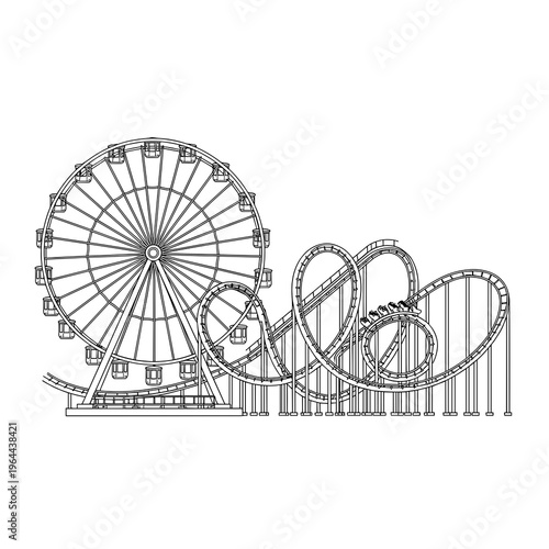Roller Coaster Track Silhouette Landscape