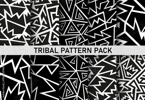Monochrome Tribal Zigzag. Seamless pattern.