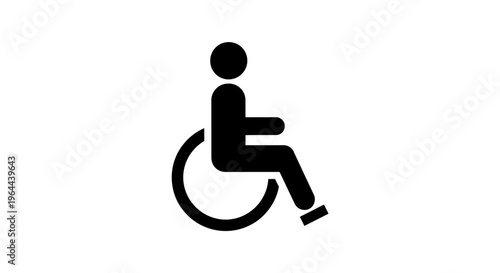 Outline Icon of Wheelchair User Symbol for Accessibility and Disability, Isolated White Background