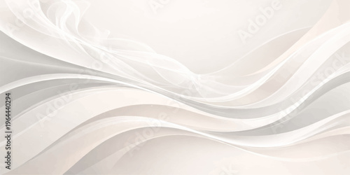 Abstract white background with smooth wavy lines creates a soft silk texture and flowing blue satin pattern in this elegant vector illustration for a light material wallpaper design