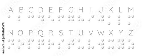 Braille alphabet embossed on paper with raised dots. Vector tactile surface for reading and writing for blind and visually impaired. Educational materials, inclusion campaigns or publishing projects