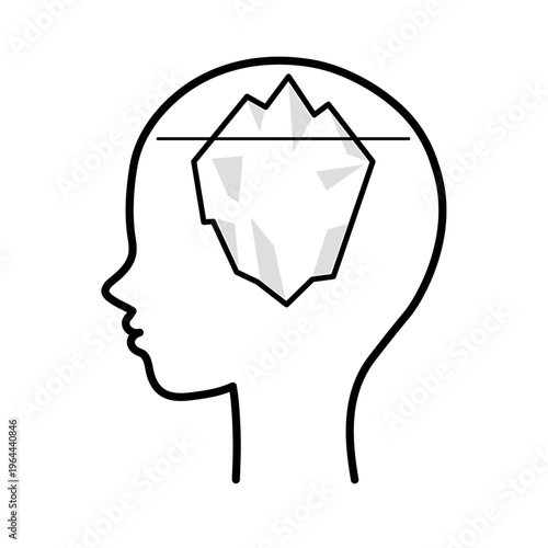 潜在意識と顕在意識の氷山　頭の中の思考イメージアイコン