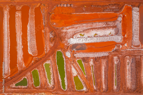 Aerial view of industrial red mud ponds