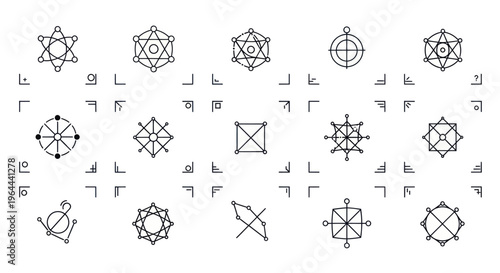 Collection of Esoteric Geometric Symbols and Mystical Designs.