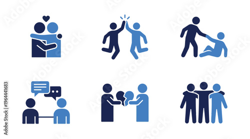 Human Relationship, Teamwork, and Communication Icons Set