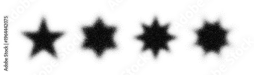 Grain grunge stars in bold silhouette style. Vector isolated decorative retro Y2K icons for alternative design and vintage posters, punk digital graphics and distressed nostalgic elements