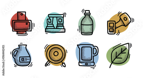 Collection of Hand-Drawn Icons Representing Various Objects and Concepts.