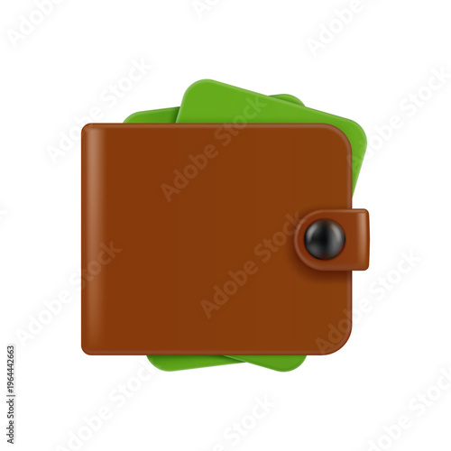 Money in wallet, purse with dollar banknotes. Vector in 3d style, purchase or payment. Banking or savings, salary or economy concept. Isolated bag with cash, investment or business profit