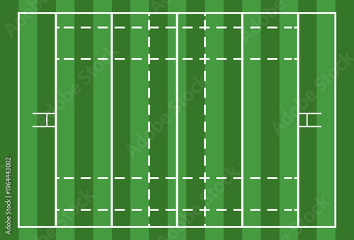 Fotografie Rugby union field pitch layout top view illustration