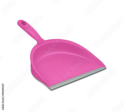 Plastic trash scoop for cleaning and taking out trash and dust. Vector in realistic style, isolated housework and housekeeping equipment and tools. Tidying up concept, sweeping rubbish or dump
