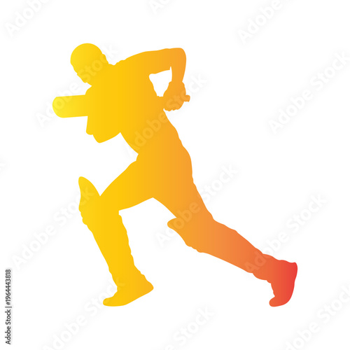 Cricket Player Silhouette with Gradient Color.