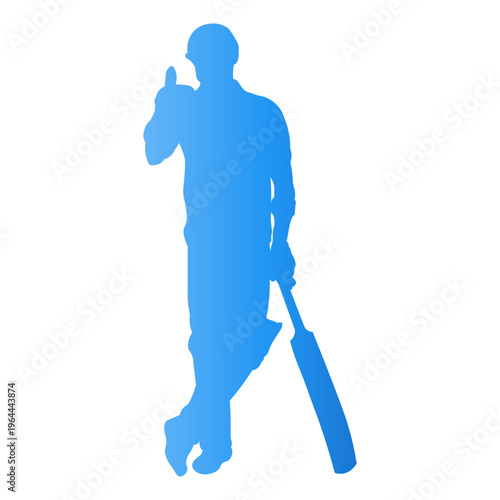 Cricket Player Silhouette with Gradient Color.