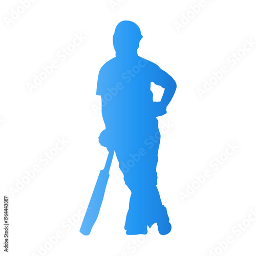 Cricket Player Silhouette with Gradient Color.