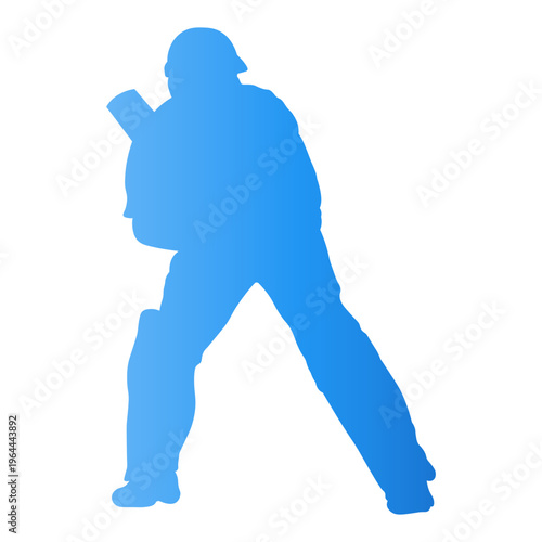 Cricket Player Silhouette with Gradient Color.