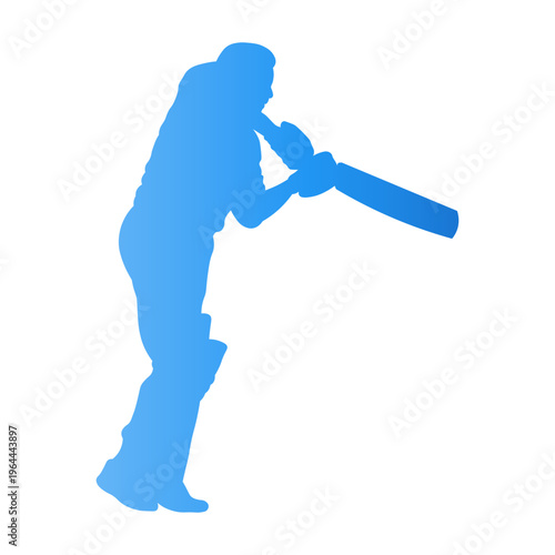 Cricket Player Silhouette with Gradient Color.