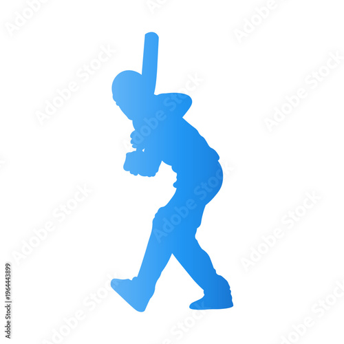 Cricket Player Silhouette with Gradient Color.