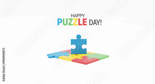 Colorful puzzle piece on board.