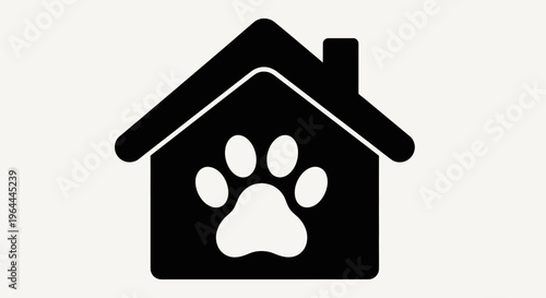 Pet friendly house icon with paw print.