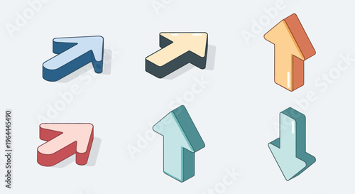 Set of six isometric arrows pointing in different directions.