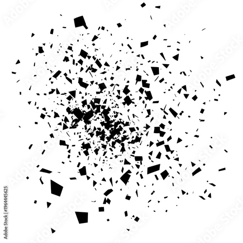 Abstract Explosion Shattered Black Fragments White Background