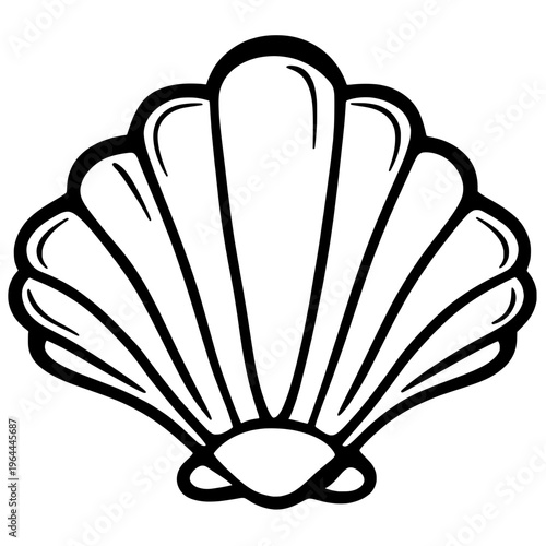Minimalist Stylized Seashell Illustration with Radiating Ridges