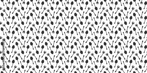 Simple spoon and fork seamless pattern for stylish cafe menu designs. Kitchen pattern