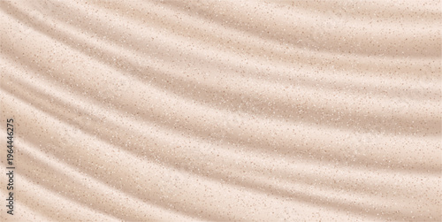 Summer beach or desert surface with grainy texture. Vector realistic style, waves and shapes formed on ground, seashore or tropical landscape with sand particles. Exotic vacation background