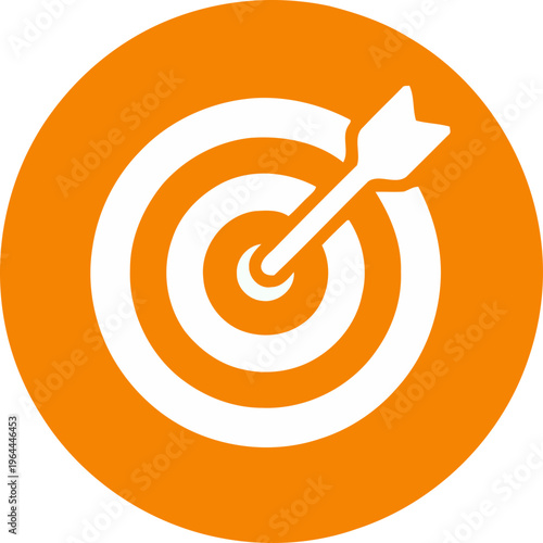An illustration depicts a white dart hitting the center of an orange target.