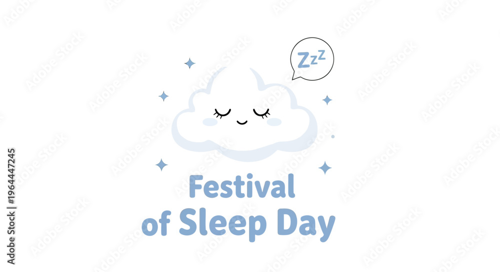 Obraz premium Sleepy Cloud Festival Day Illustration.
