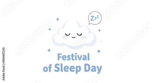 Sleepy Cloud Festival Day Illustration.