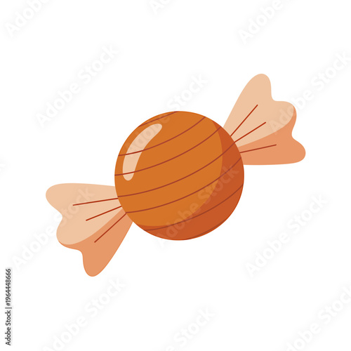 Cartoon caramel wrapped candy sweet treat isolated on transparent background