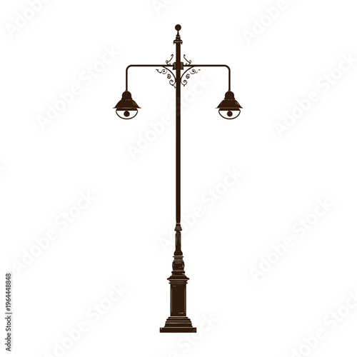 Vintage street lamp post illustration.