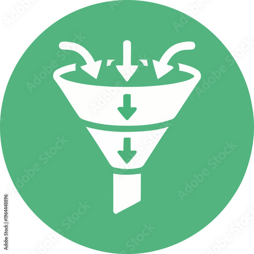 A funnel chart illustrates data filtering and narrowing down processes.