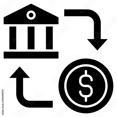 Bank Transfer icon in glyph style, suitable for banking, finance, transaction concept illustrations