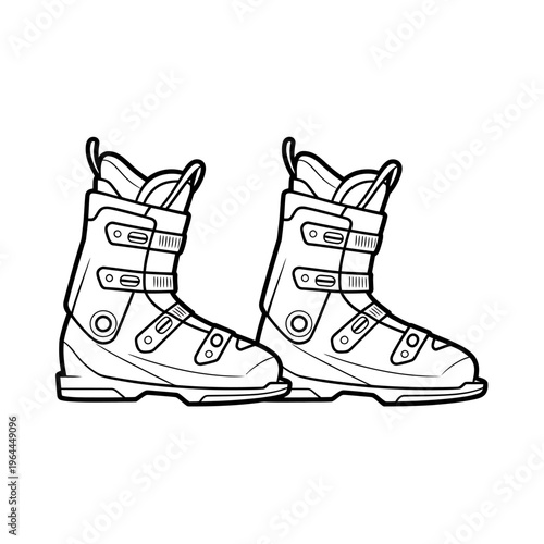 A pair of snow boots with buckles on white background