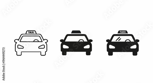 Simple Taxi Car Icons Set